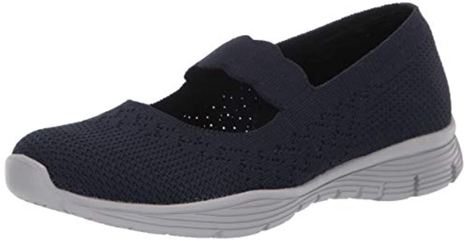 Skechers Seager-power Hitter-engineered Knit Mary Jane Flat in Blue - Lyst
