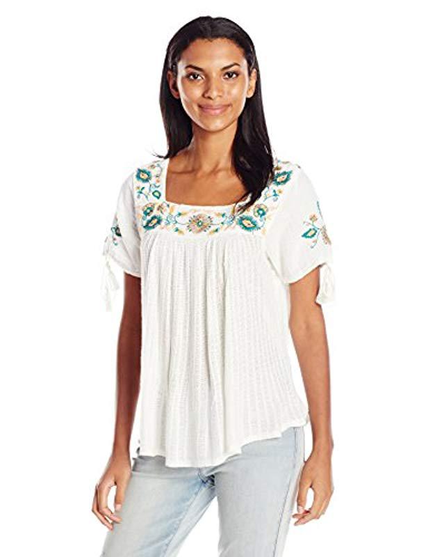lucky brand embroidered top