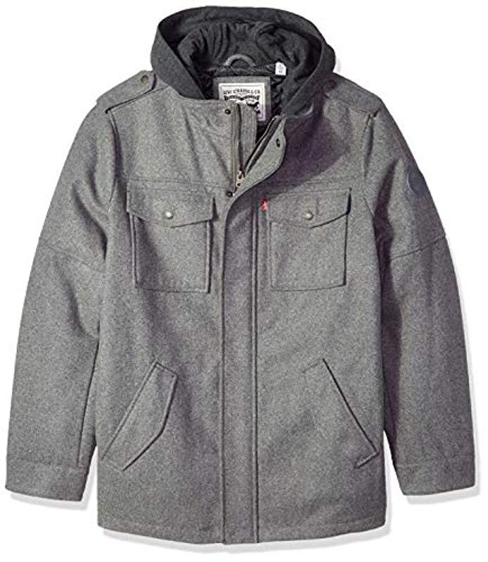 levi's wool military jacket with hood