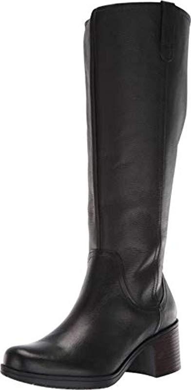 clarks black leather knee high boots