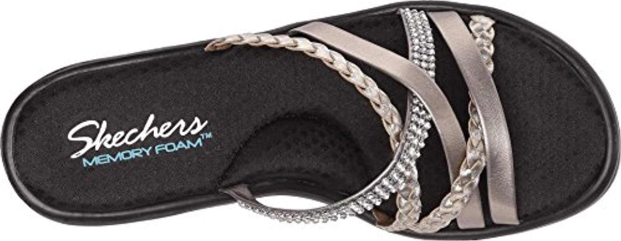 Skechers Cali Rumblerssocial Butterfly Wedge Sandal in Pewter (Black