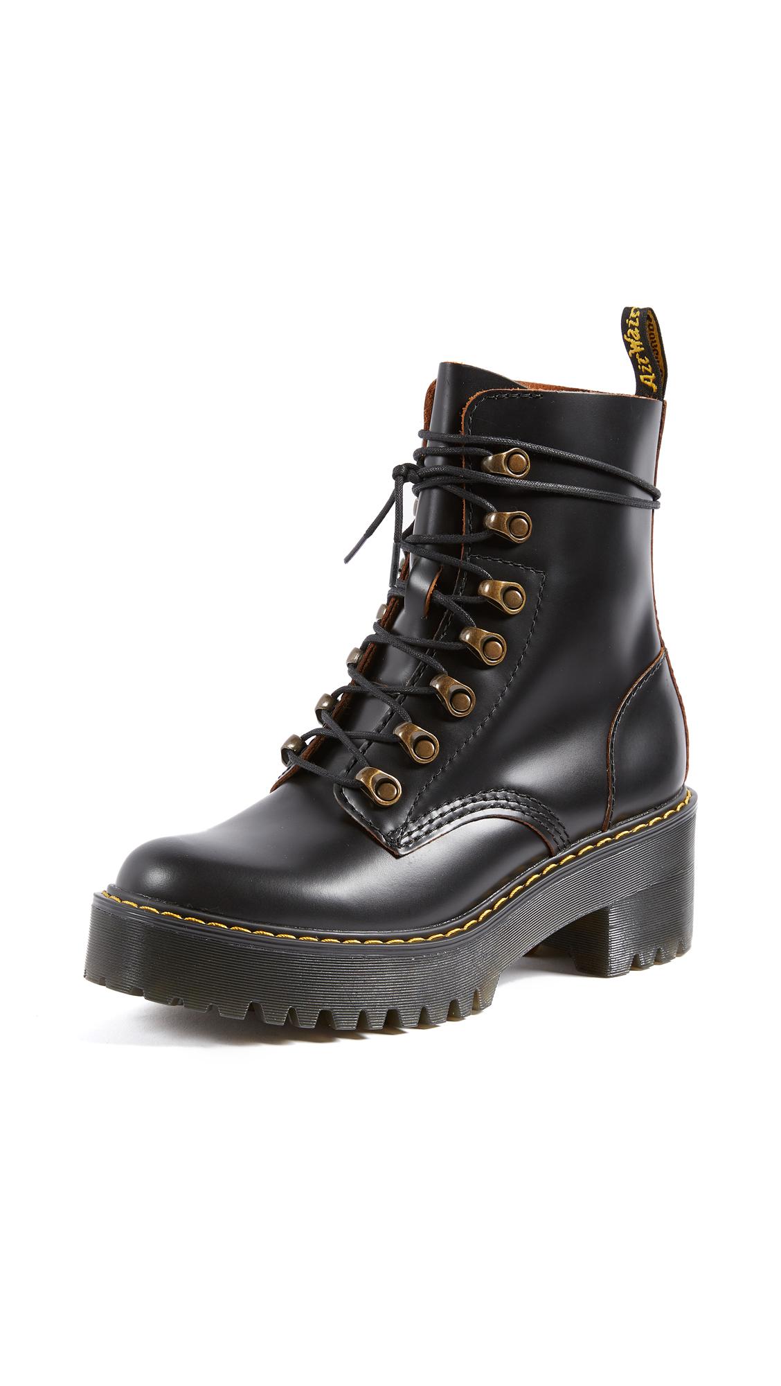Dr. Martens Leona 7 Hook Boots in Black | Lyst