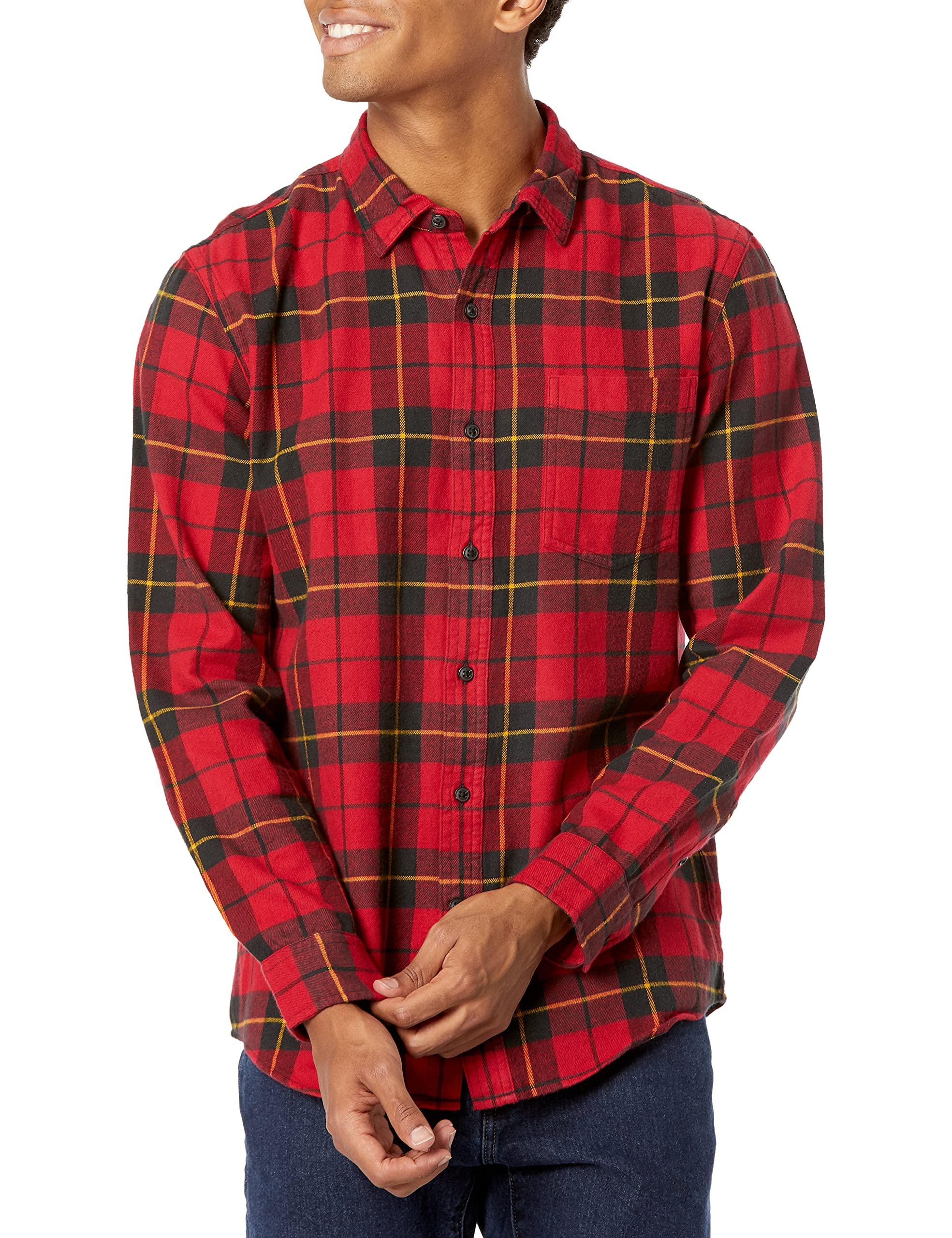 Essentials Mens Slim-Fit Long-Sleeve Check Shirt