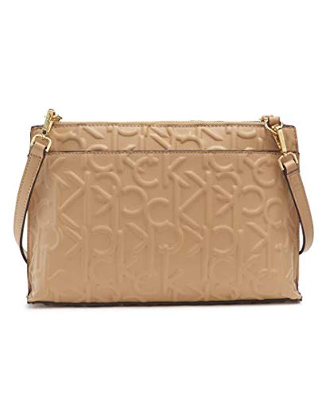 Calvin klein monogram logo shoulder zip bag sale