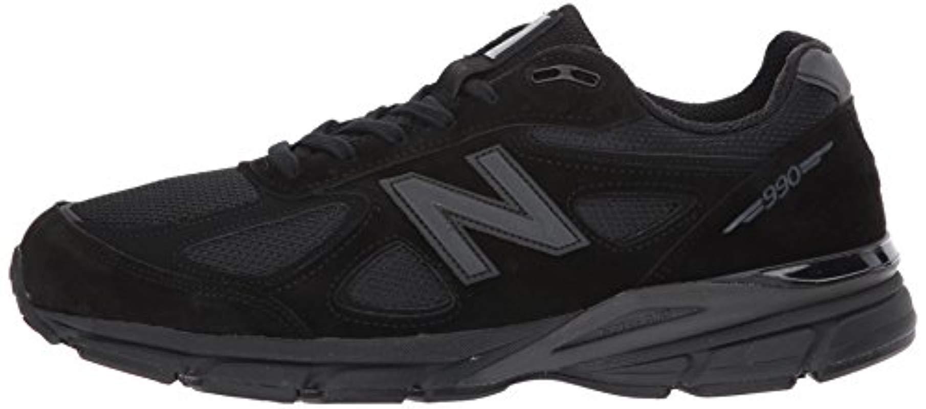 New Balance Leather 990v4 Running Shoes in Black/Grey (Black) for Men - Lyst