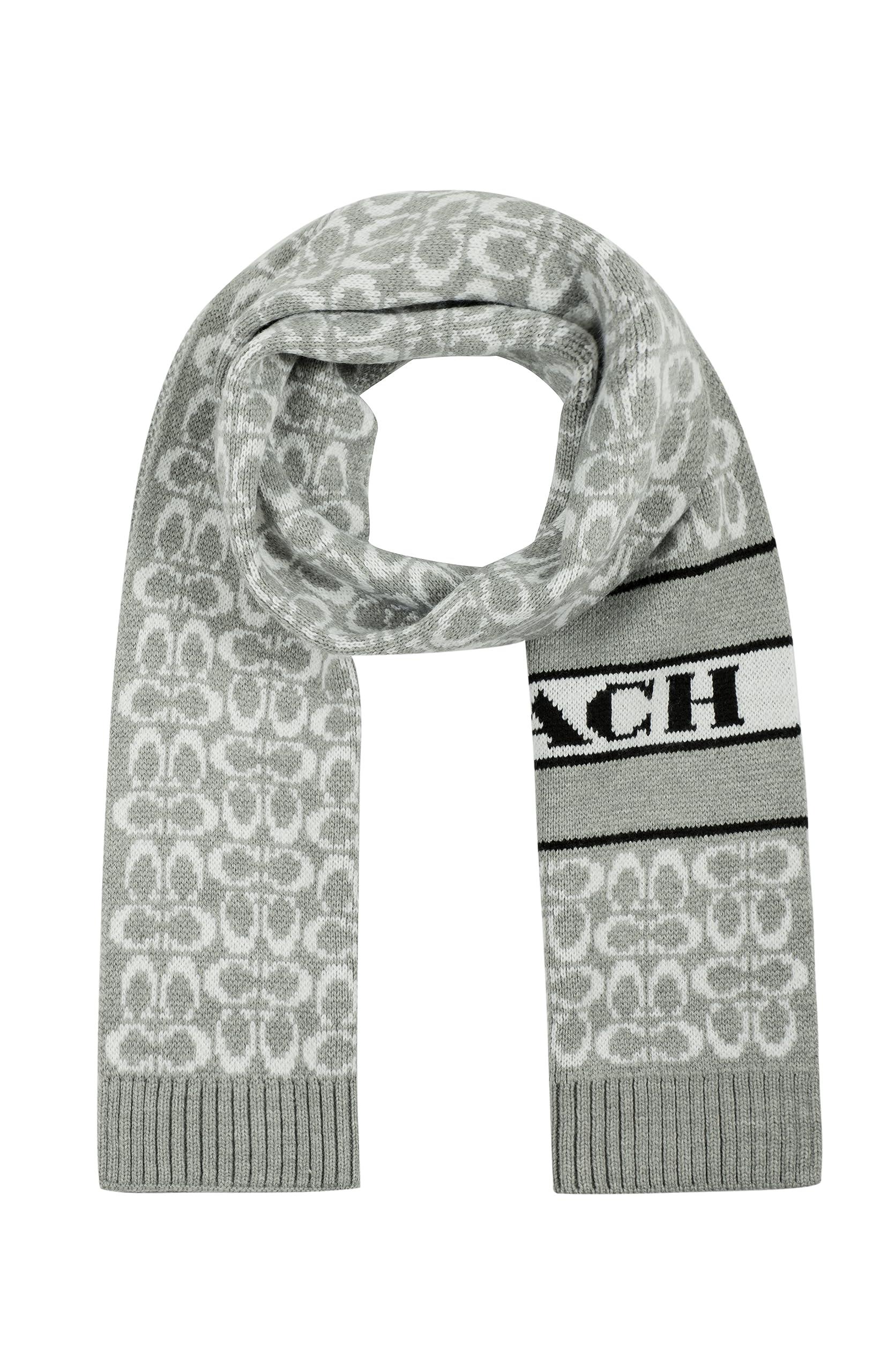 COACH Signature C Logo Knit Scarf in Gray | Lyst