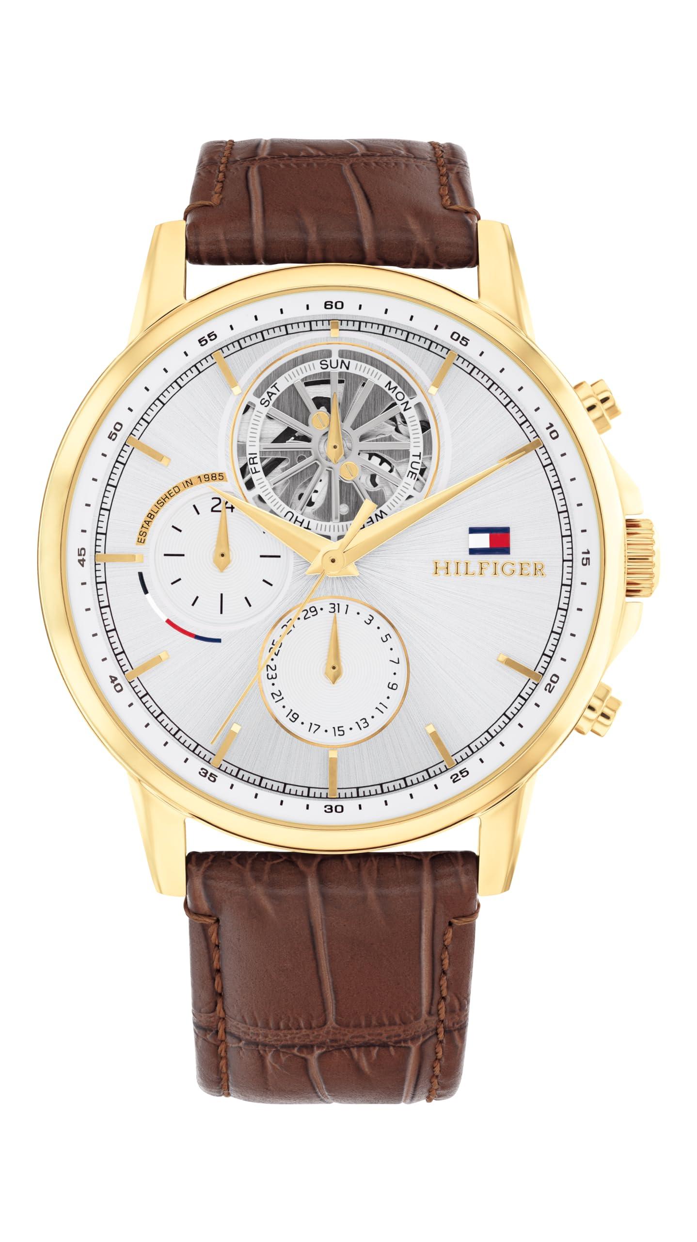 Tommy Hilfiger Function Quartz Watch Leather Strap Wristwatch For