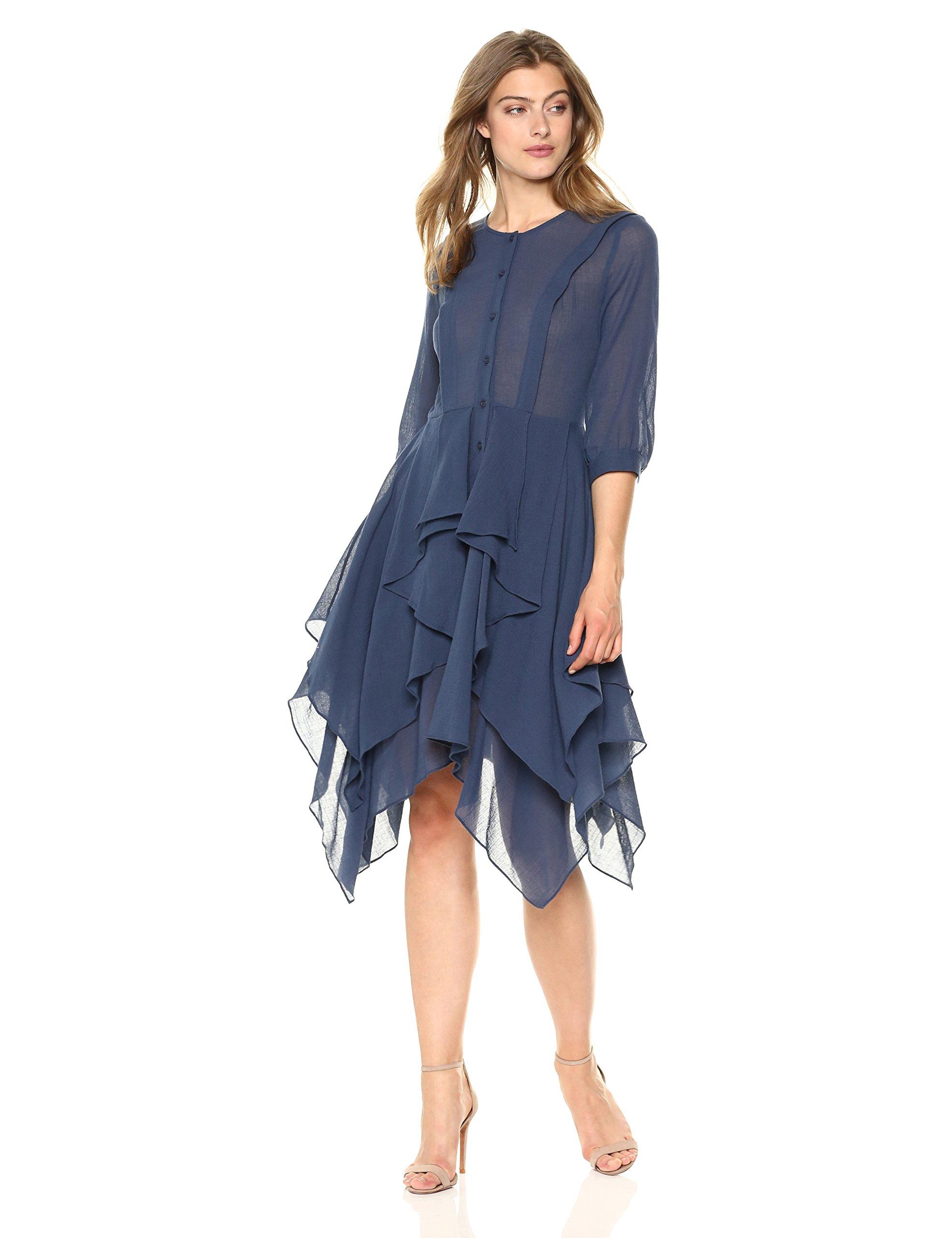 bcbg blue ruffle dress