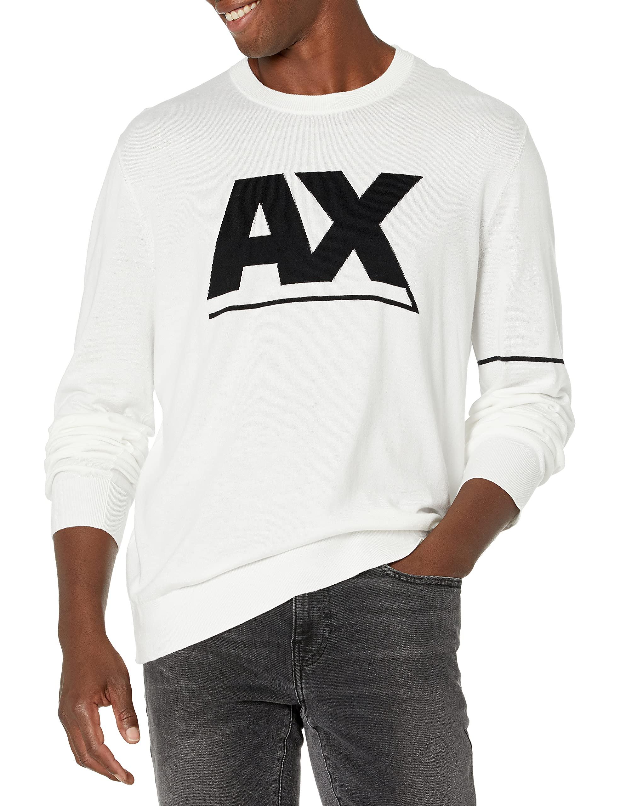 Armani Exchange | Mens | Long Sleeve Liner Logo Sweter in White for Men |  Lyst