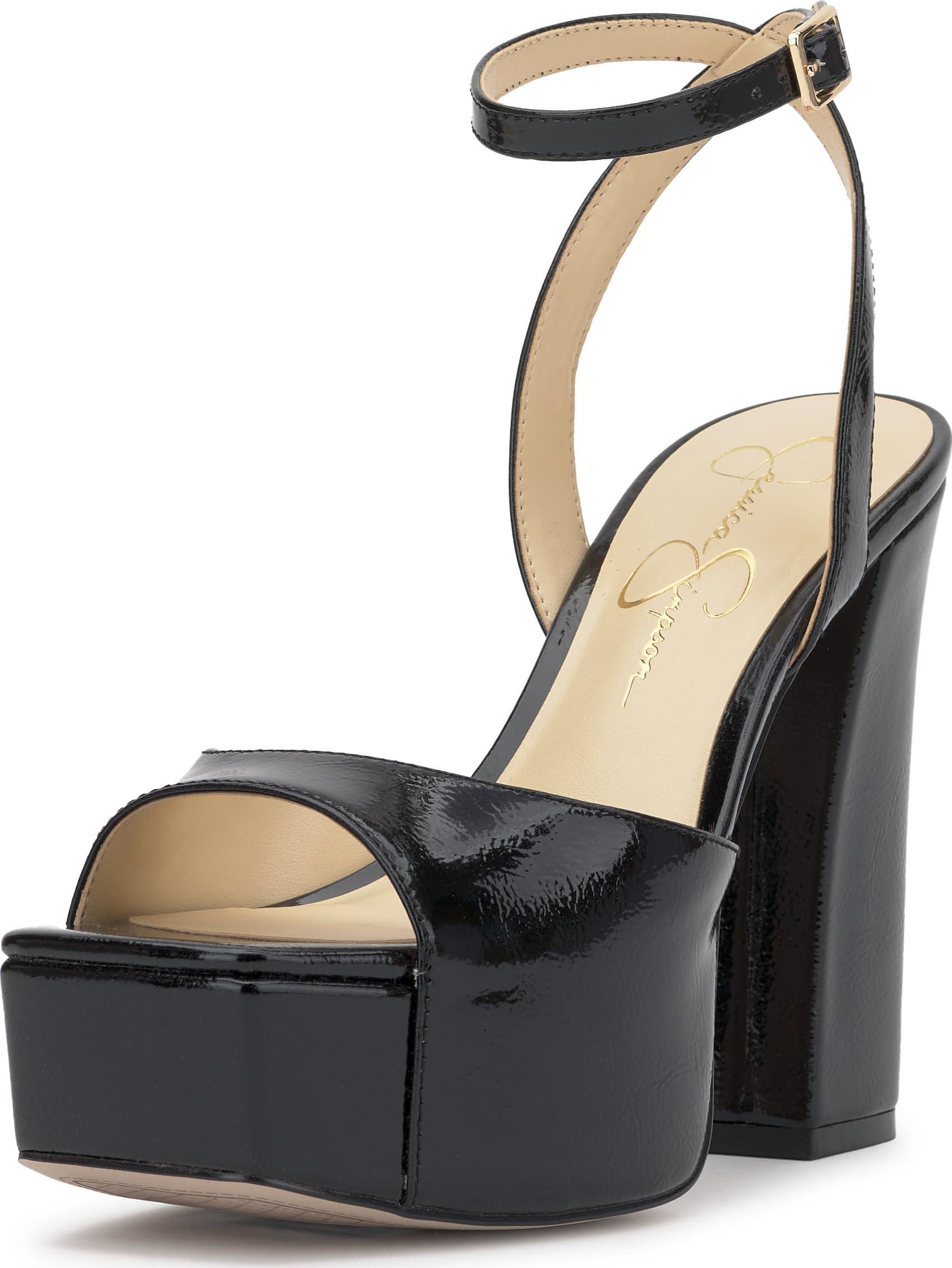 セール! JESSICA SIMPSON バックル プラットフォーム ブーティ New Jessica Simpson Black Patent Leather Platform Heels JS