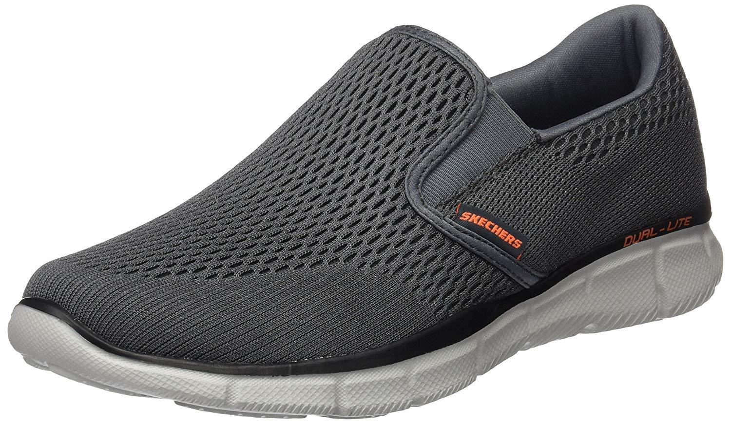 Skechers Equalizer Double S Slip On Sports Shoes in Charcoal/Orange