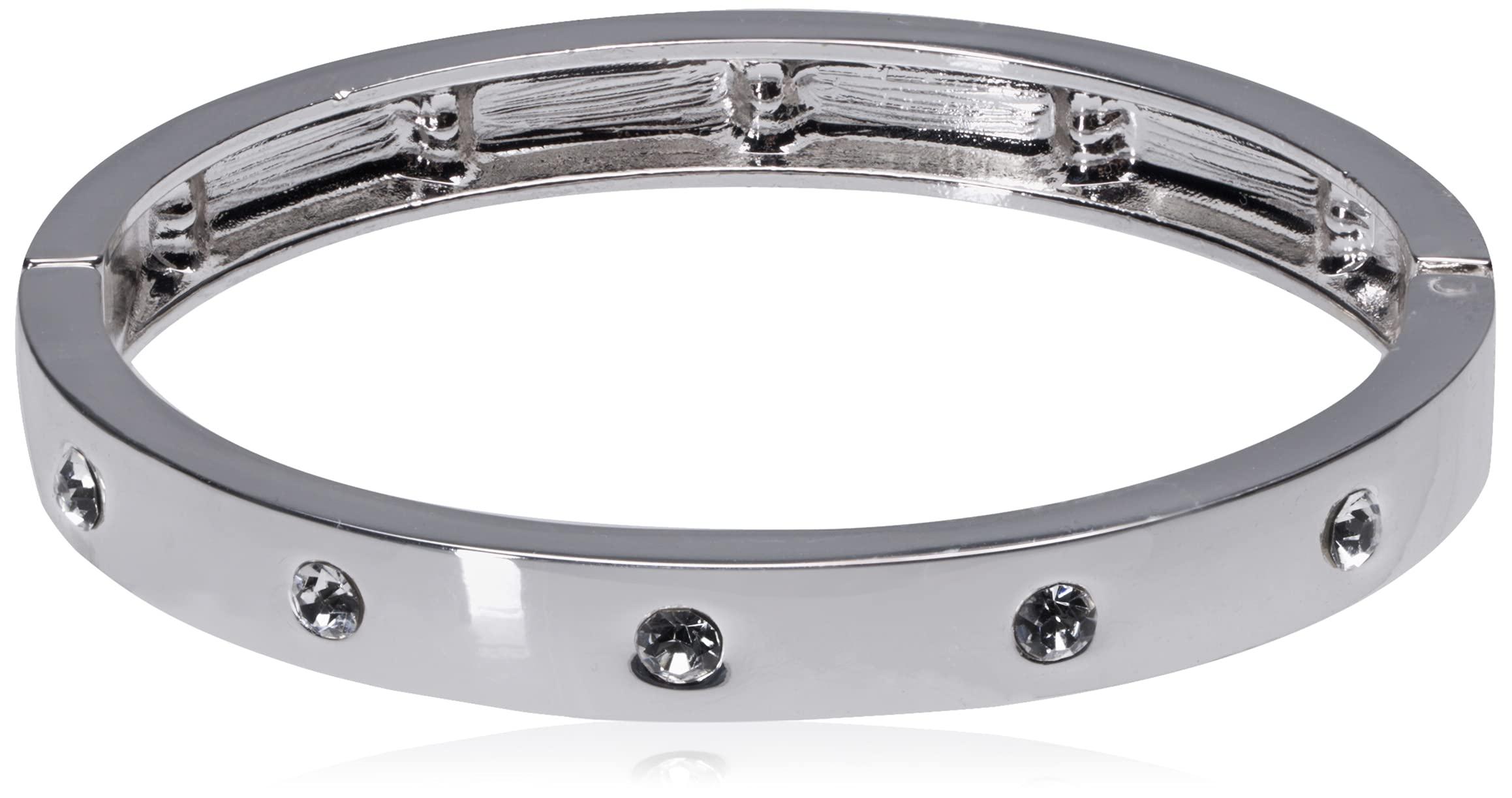 Guess Narrow Hinge With Crystal Silver Bangle Bracelet in Metallic - Save  44% - Lyst