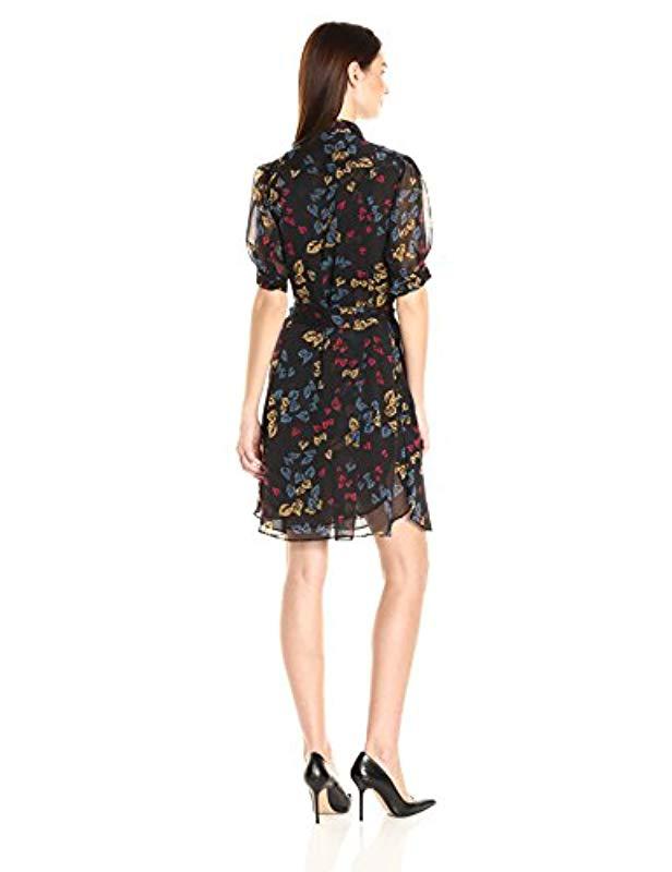 calvin klein floral chiffon shirtdress