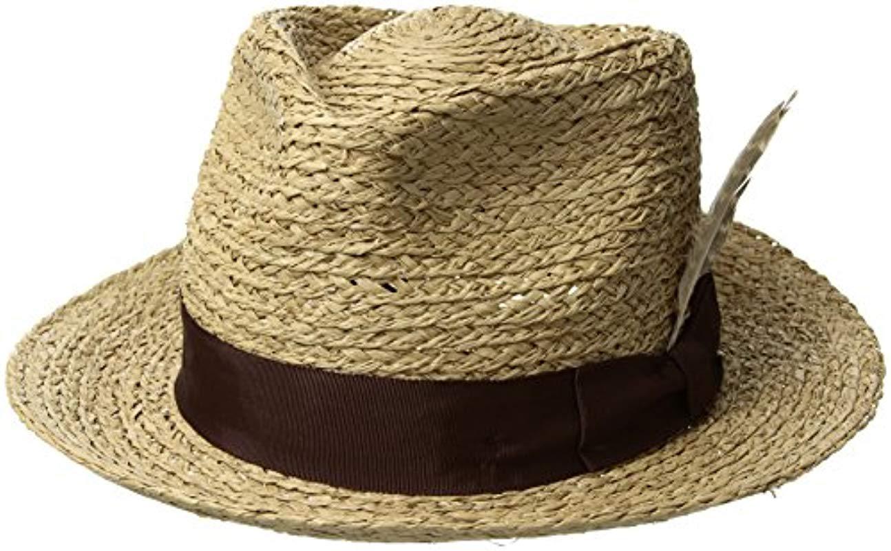 Brixton Crosby Medium Brim Straw Fedora Hat for Men | Lyst