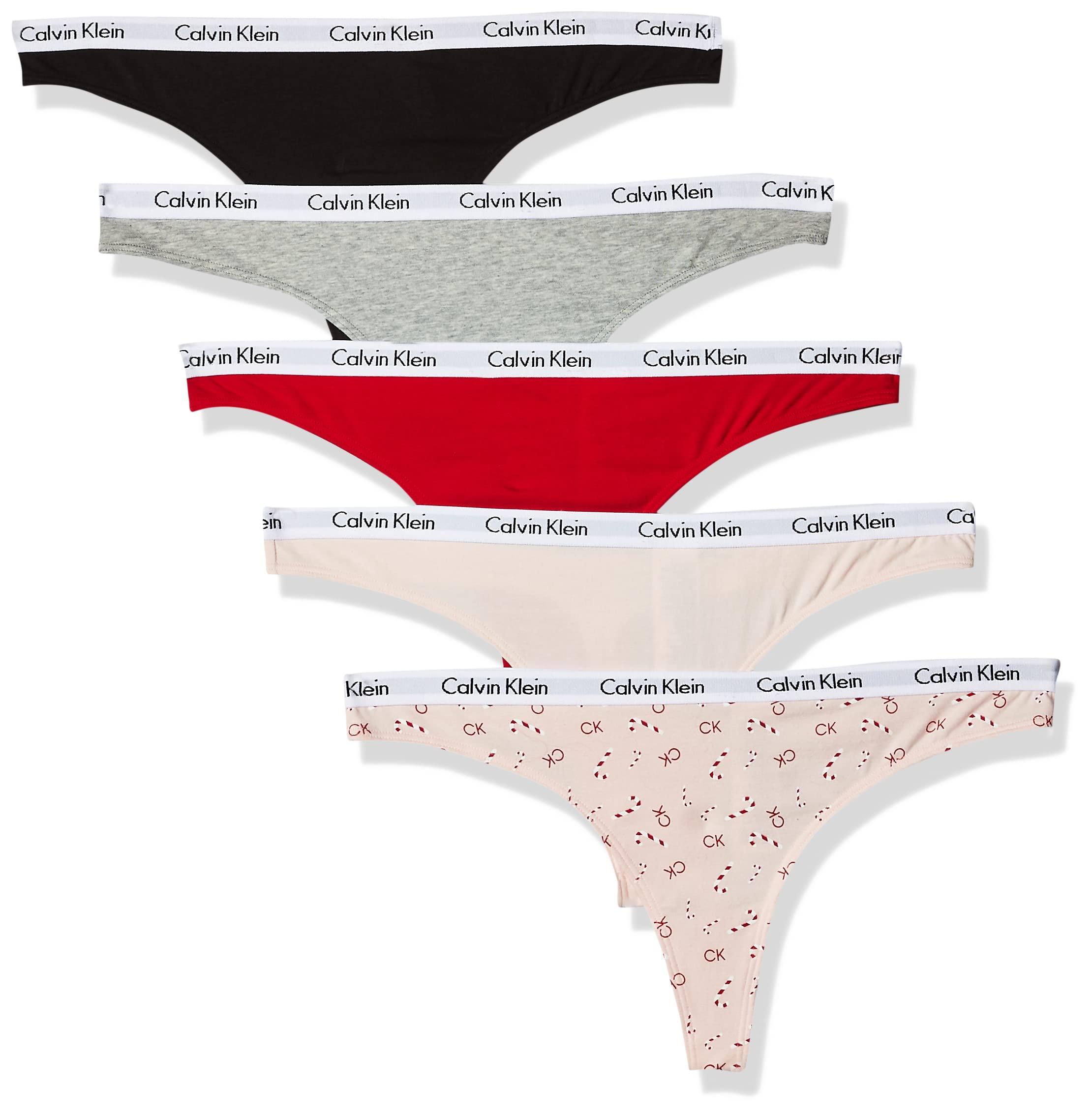Calvin Klein Carousel Logo Cotton Stretch Bikini Panties, Multipack,  White/Buffalo Check/Charcoal Heather, Large