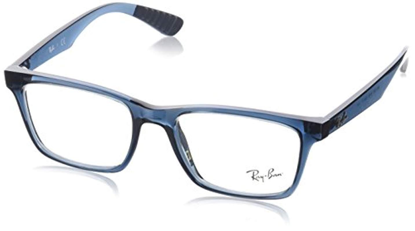 Ray-Ban Rx7025 Square Eyeglass Frames, Transparent Grey & Blue/demo Lens,  55 Mm for Men | Lyst