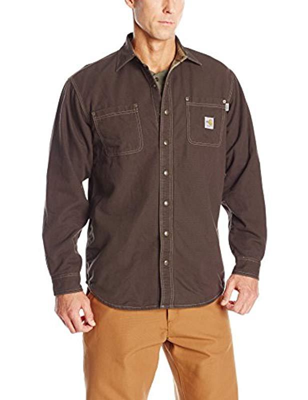 Carhartt Big & Tall Flame Resistant Canvas Shirt Jacket in Dark Brown ...