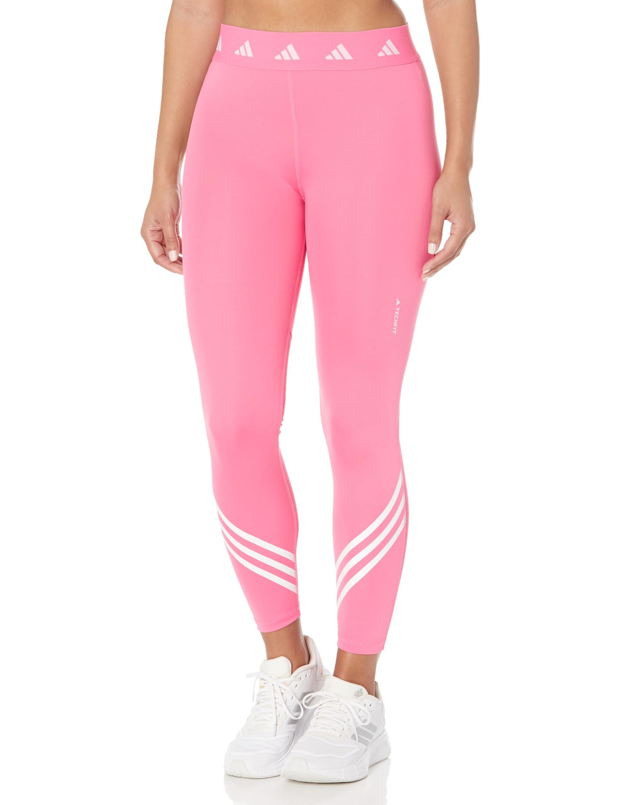 adidas Techfit 3-stripes Tights in Pink | Lyst