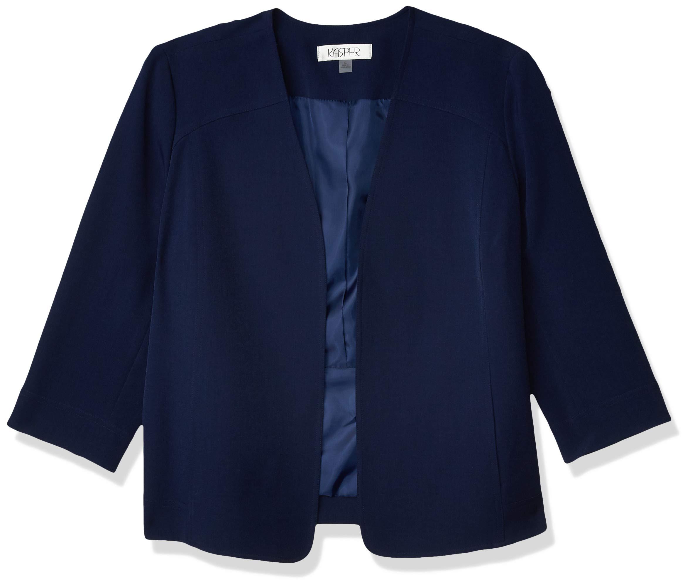 Kasper Stretch Crepe Vneck Fly Away Jacket in Indigo (Blue) Lyst