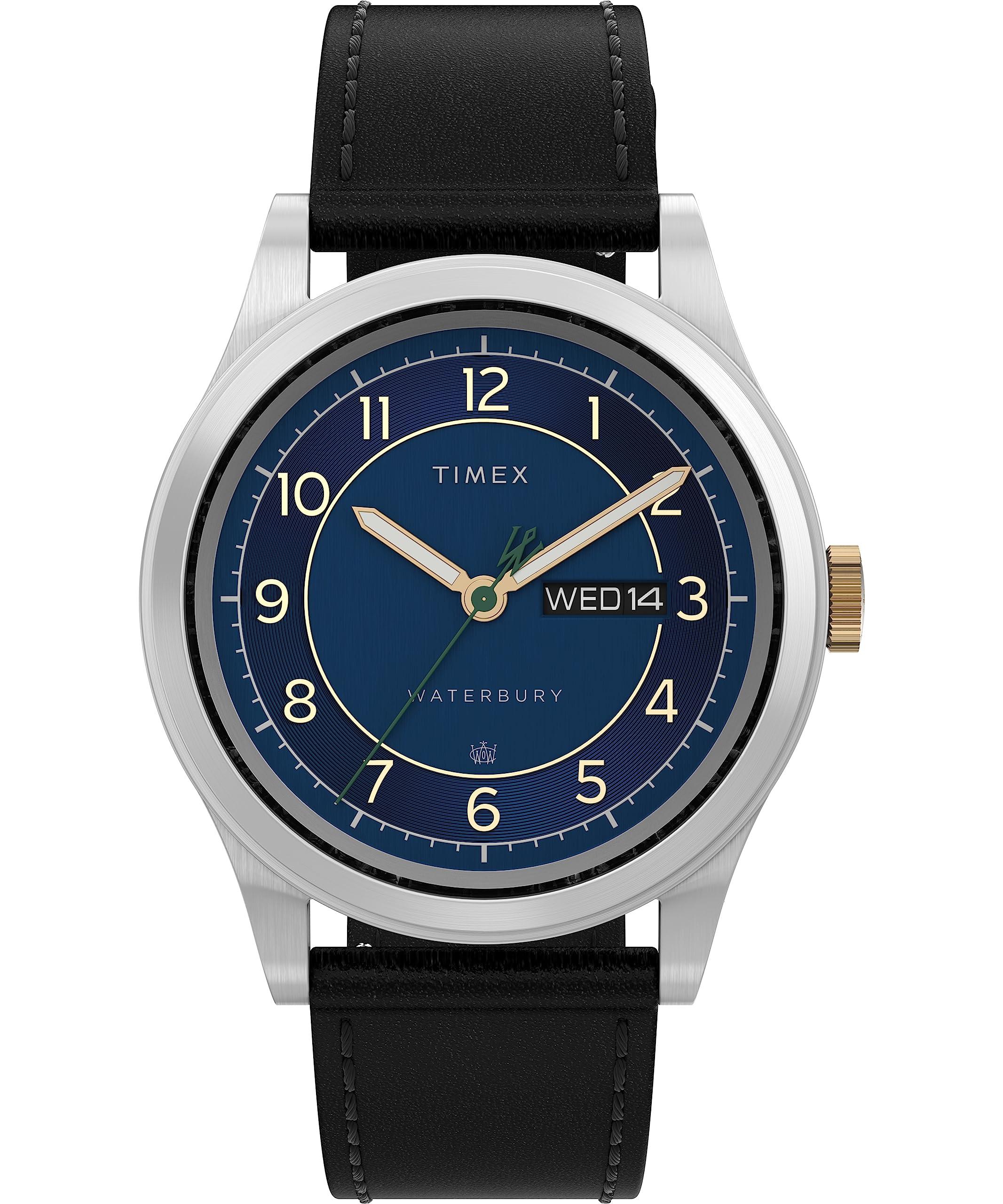 Timex Black Strap Blue Dial Stainless Steel in Gray for Men Lyst