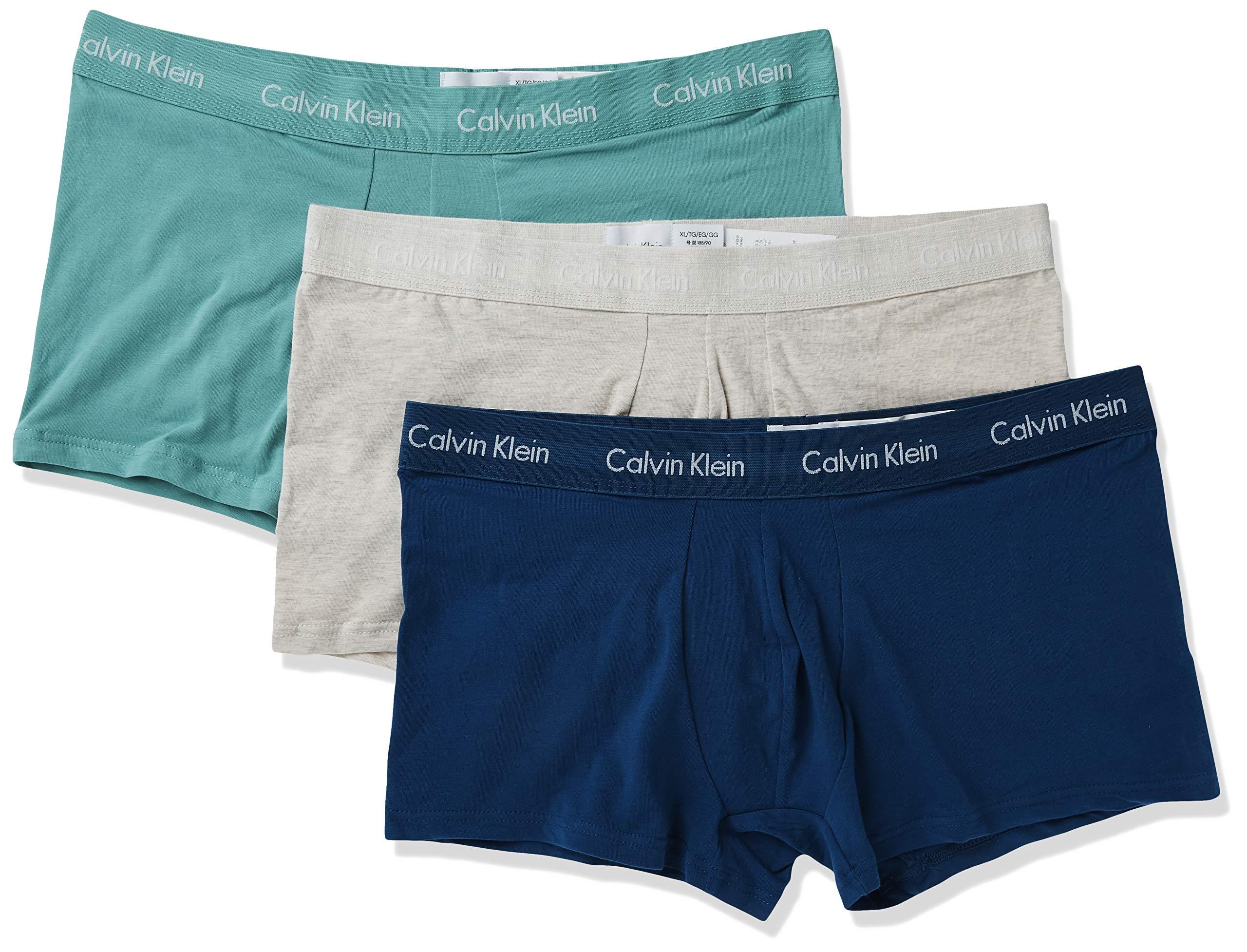 Calvin Klein Cotton Stretch Multipack Low Rise Trunks in Blue for Men Lyst