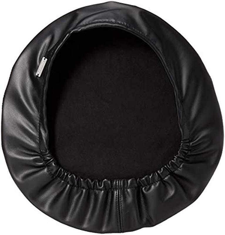 Kangol Faux Leather Beret Hat, Black 