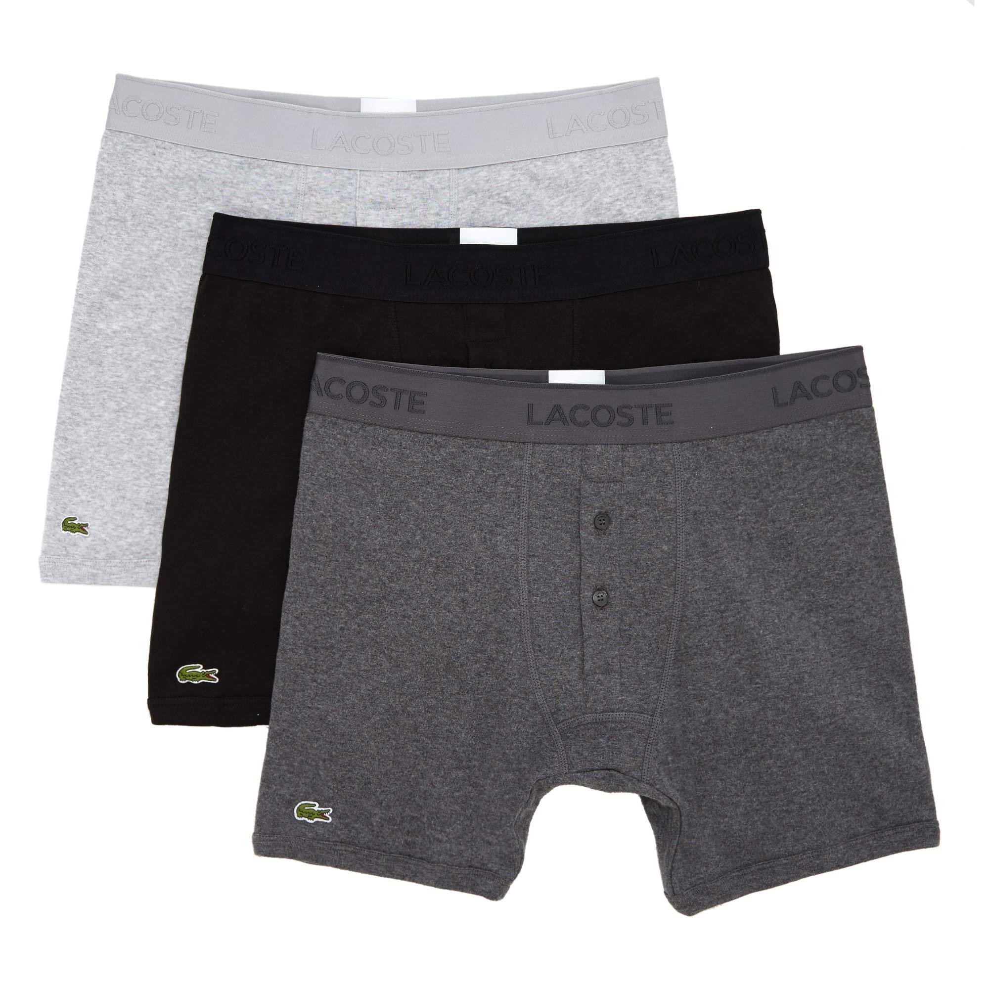 Lacoste Essentials Classic 3 Pack 100 Cotton Boxer Briefs in Black for