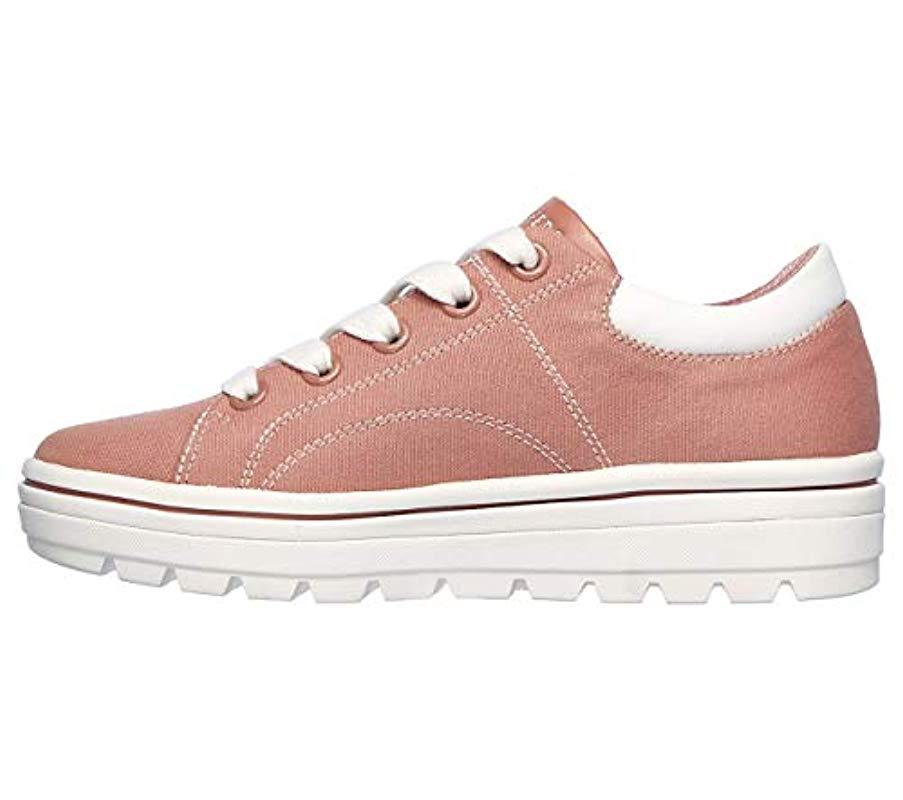 Skechers Street Cleat. Canvas Contrast Stitch Lace Up Sneaker in Rose  (Pink) | Lyst