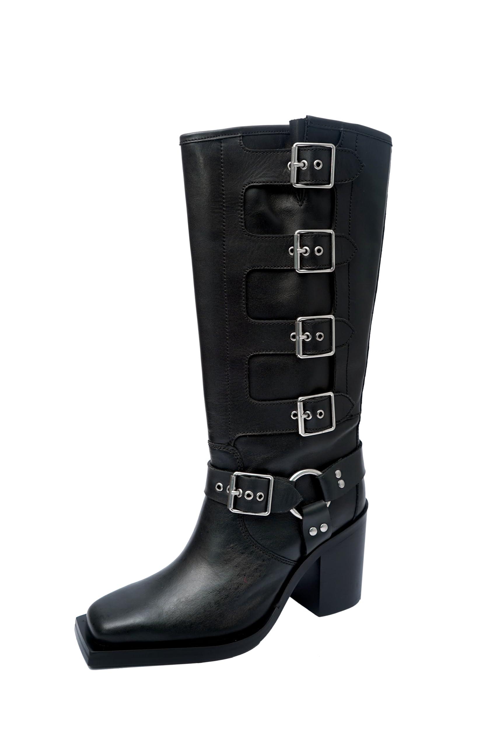 Kenneth Cole New York Women's Best Slit Moto Motorcycle Boot - Side Buckle Detail