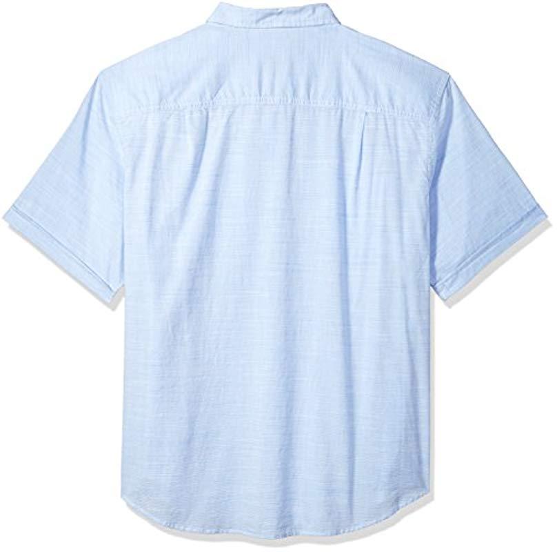 IZOD Mens Big and Tall Saltwater Dockside Chambray Short Sleeve Button Down Solid Shirt