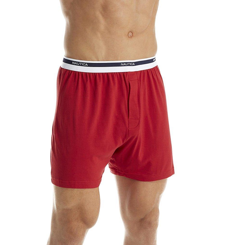 Nautica mens Classic Cotton Loose Knit Boxer Shorts, Peacoat/Aero