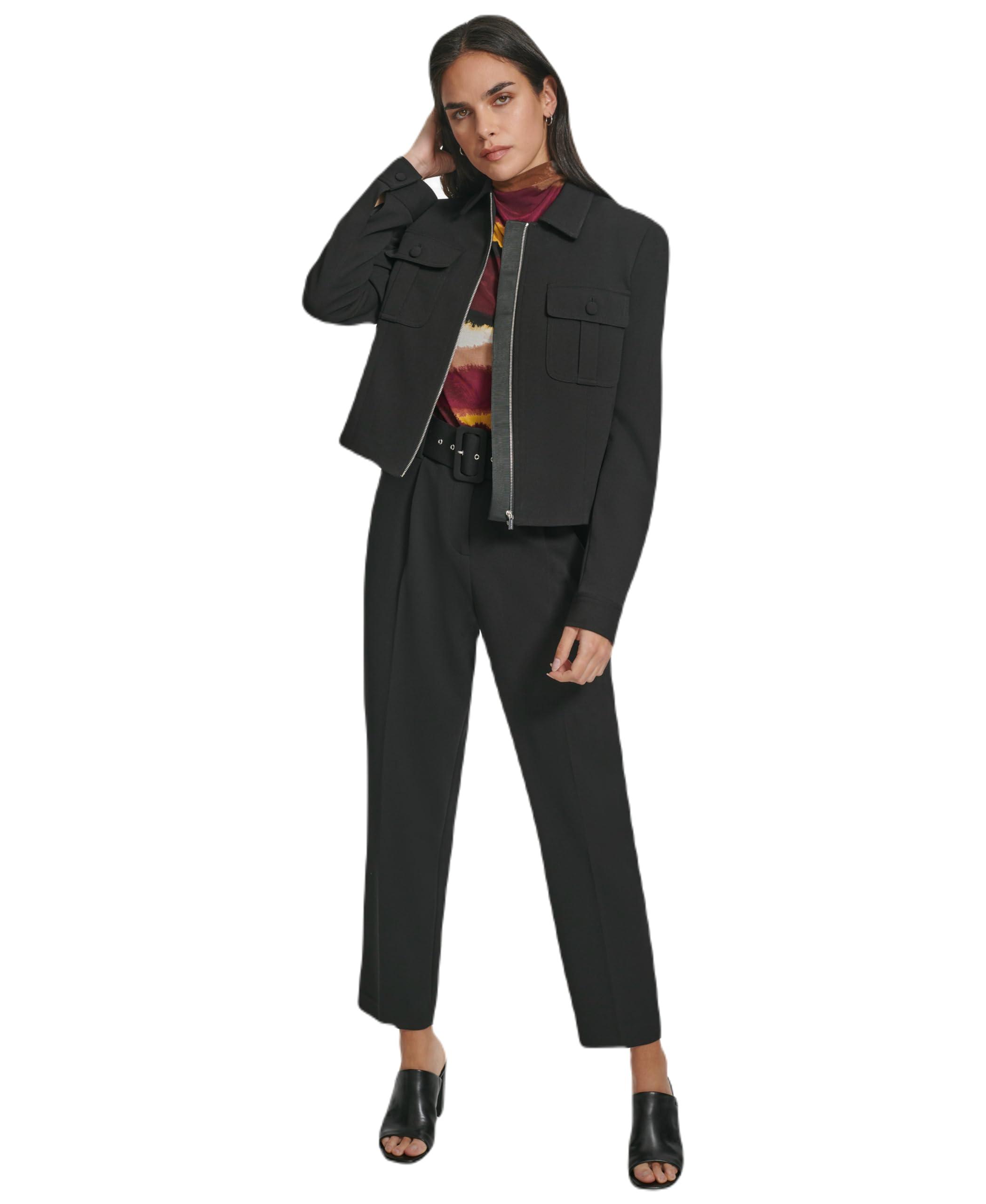 Calvin Klein Zip Front Dress Jacket in Black Lyst