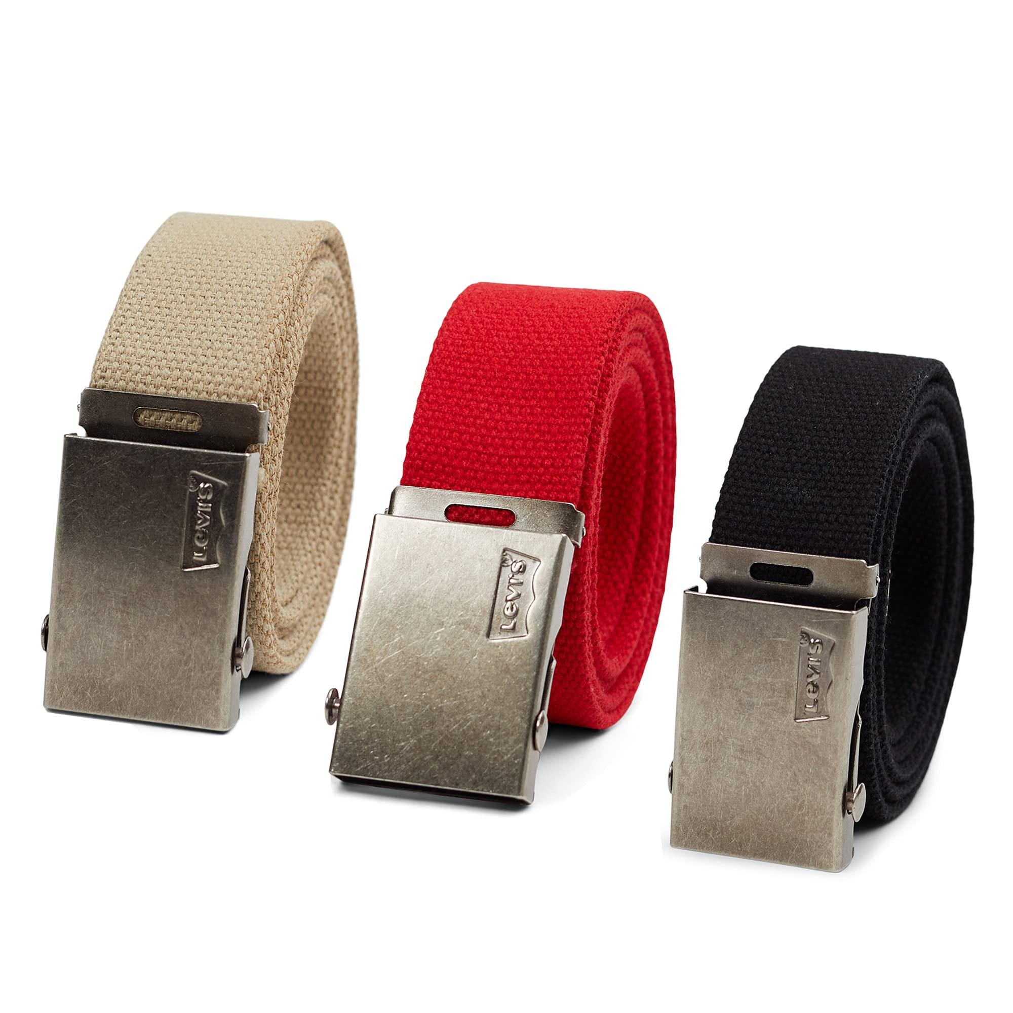 Levi's All-gender Casual Cut-to-fit Web Belt Set –3 Pack Straps With  Interchangeable Buckle in Red for Men | Lyst
