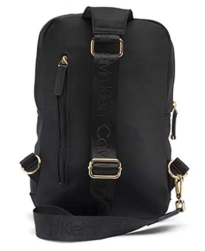 Calvin Klein Synthetic Belfast Nylon Sling Backpack in Black/Gold