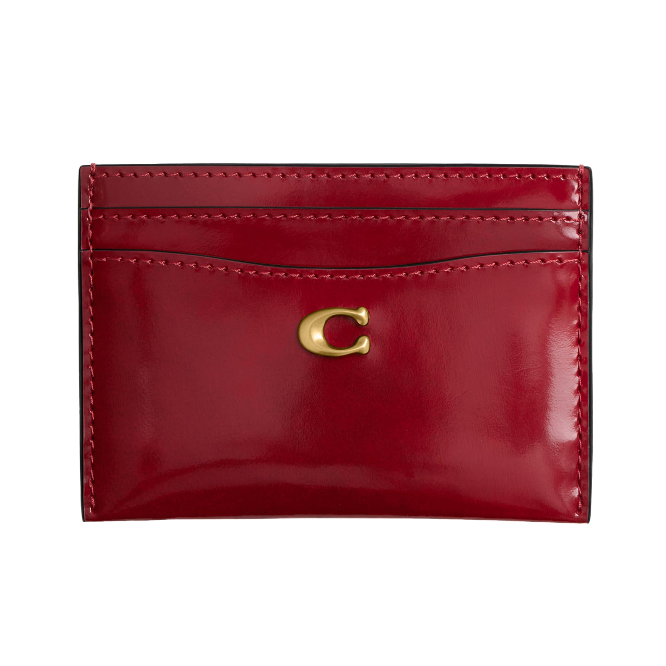 Coach card holder red hotsell