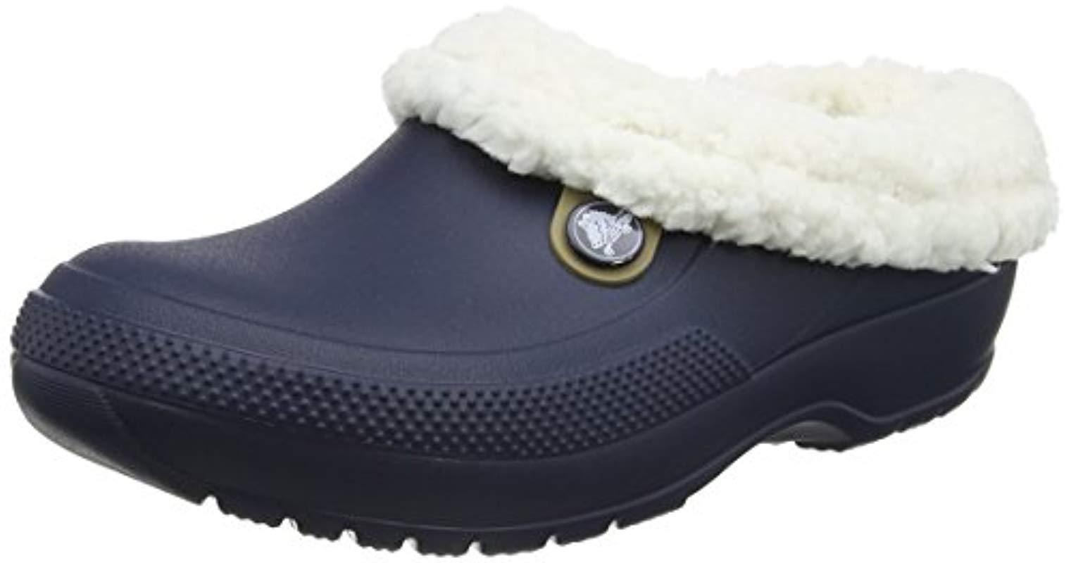 navy blue crocs with fur