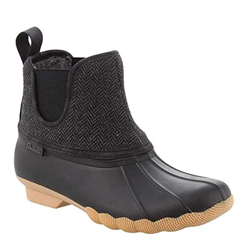 black herringbone duck boots