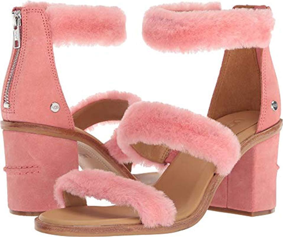 UGG Del Rey Fluff Heel in Pink Leather (Pink) - Lyst
