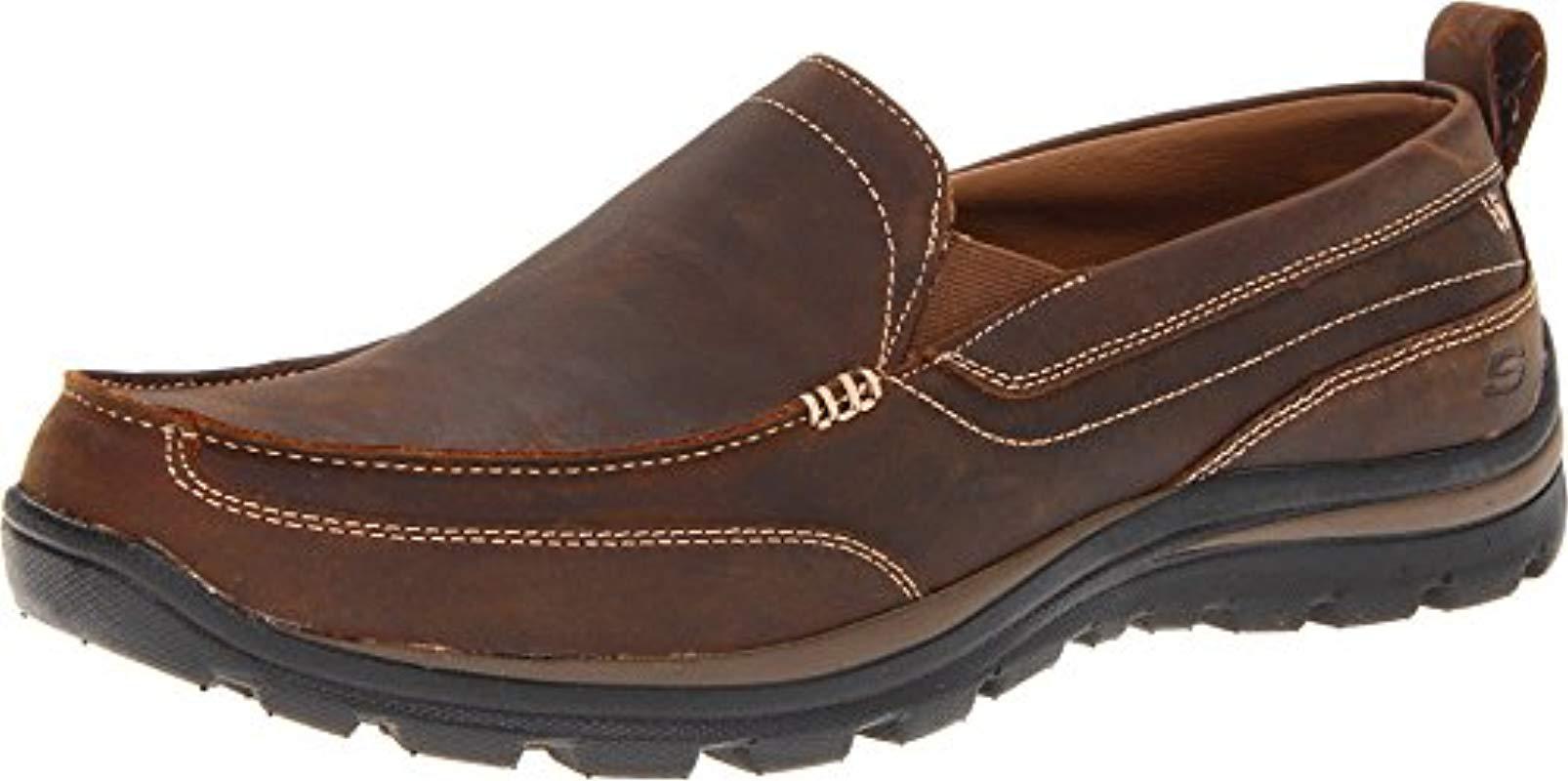 Skechers Relaxed Fit Memory Gains Slip-on in Brown for Men | Lyst