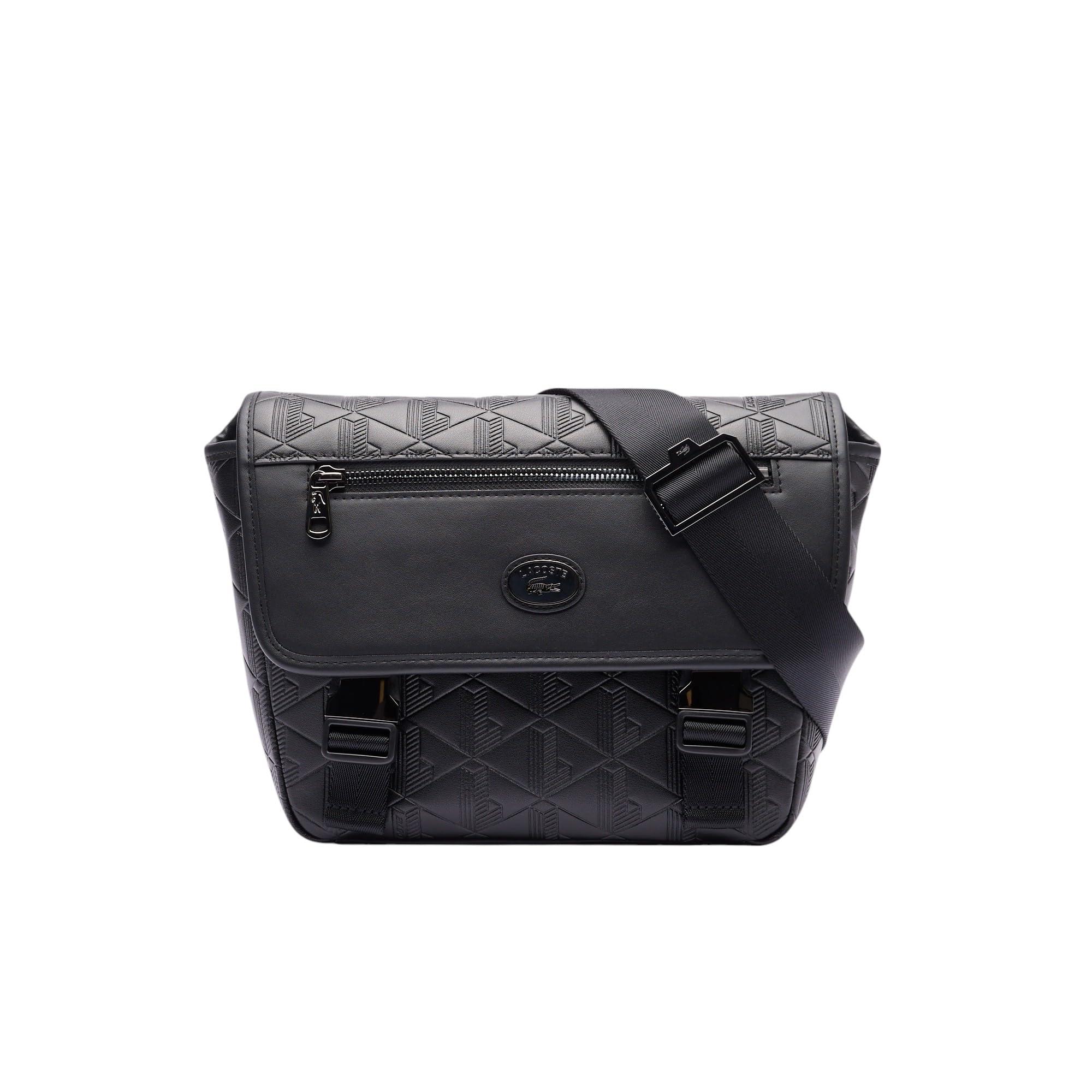 【LACOSTE】NOMOGRAMME Flap Messenger Bag_NU4838M (BLACK) Lacoste Nomogramme Small Flap Close Messenger Bag in Black