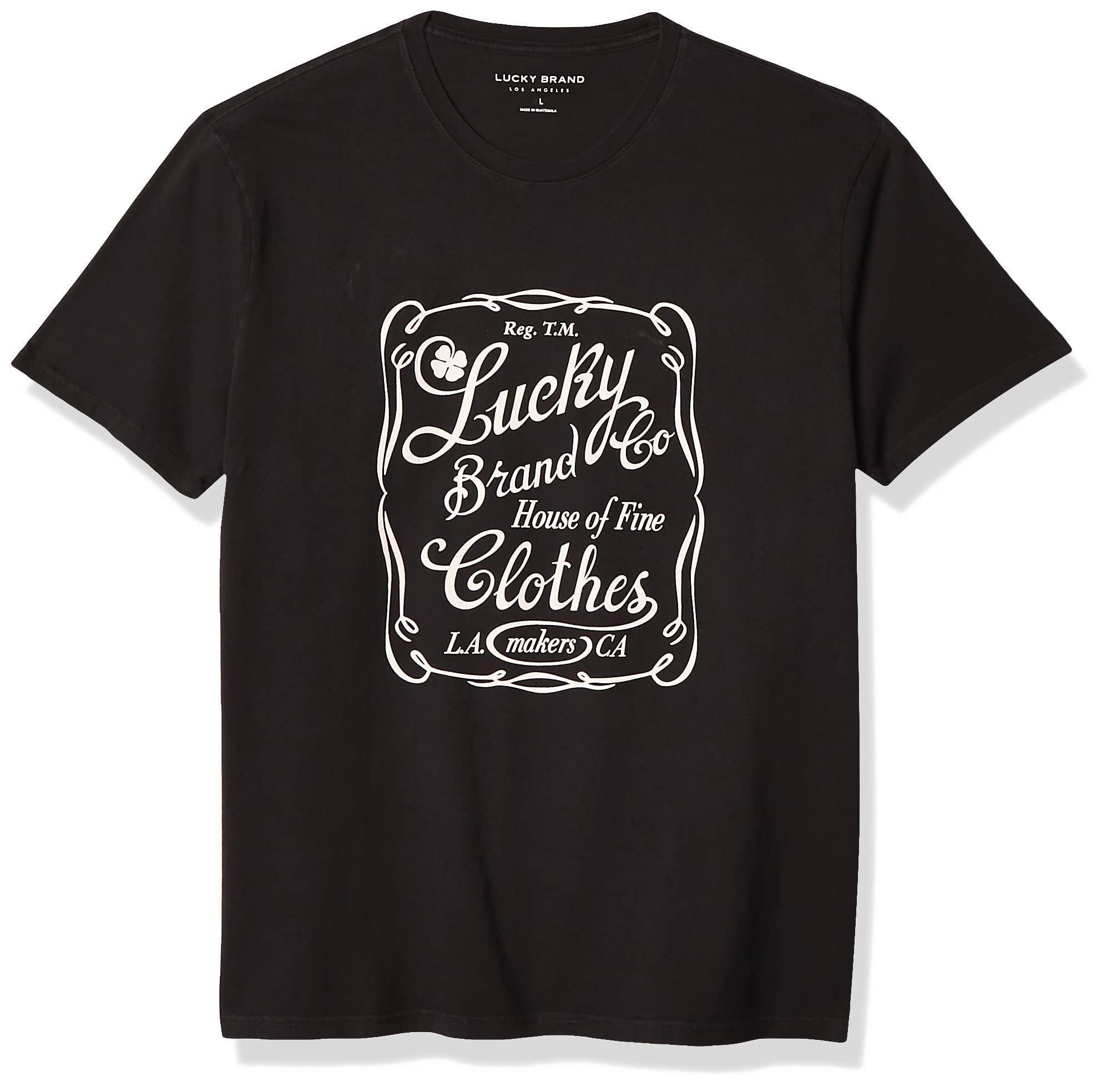 Lucky Brand Mens Short Sleeve Crew Neck Ol Skool Plaque Tee T Shirt in  Black for Men