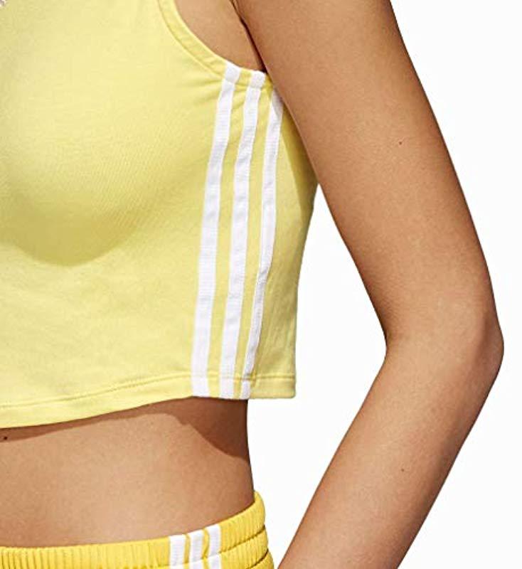 adidas Originals Crop Tank Top in Yellow Lyst