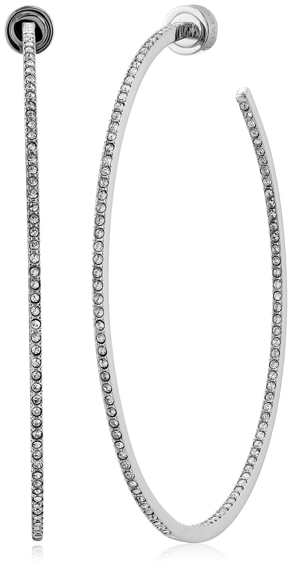 Michael Kors Large Pave Silver Hoop Earrings in Metallic - Lyst