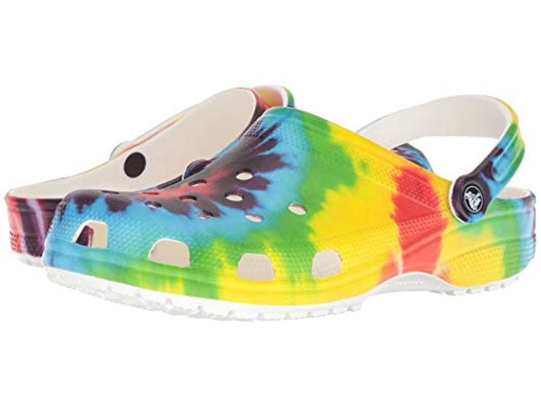 crocs multicolor tie dye