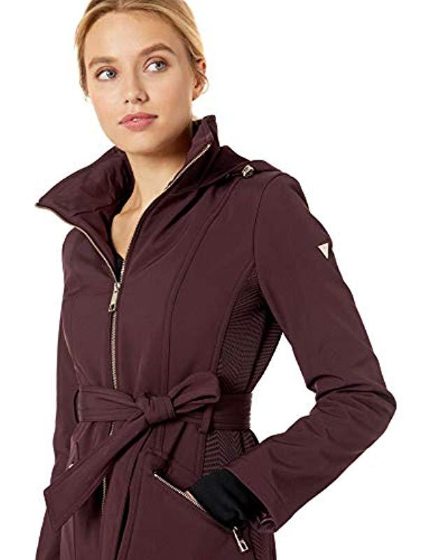 Guess womens Belted Softshell Jacket With Hood 