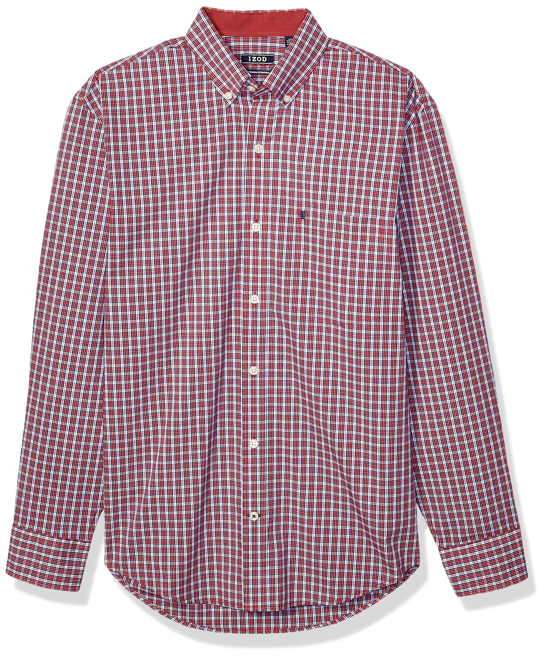 Izod Cotton Button Down Long Sleeve Stretch Performance Shirt in Real Red (Red) for Men Save