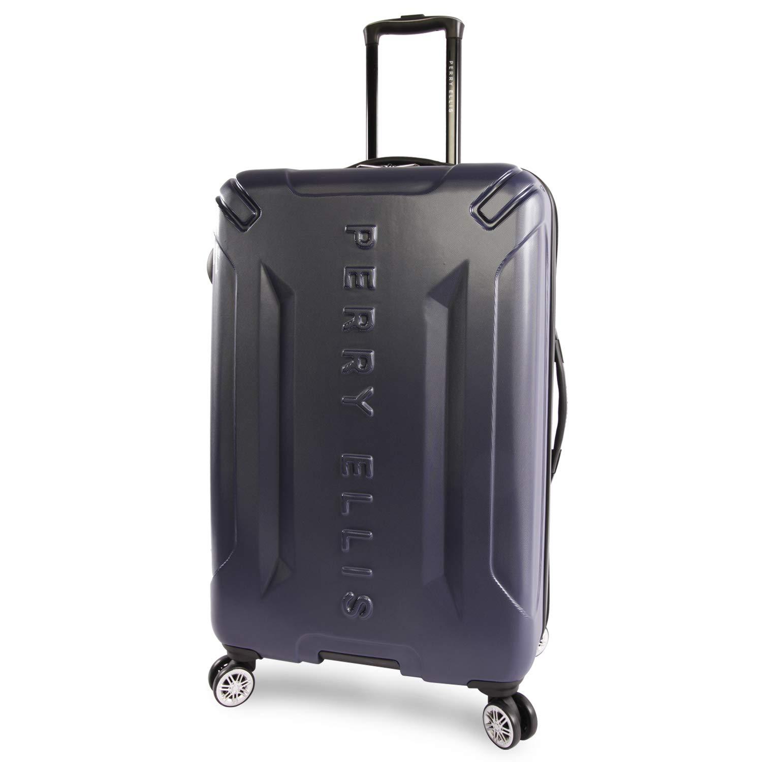 Black Perry Ellis Traction Hardside Spinner Check in Luggage 29 