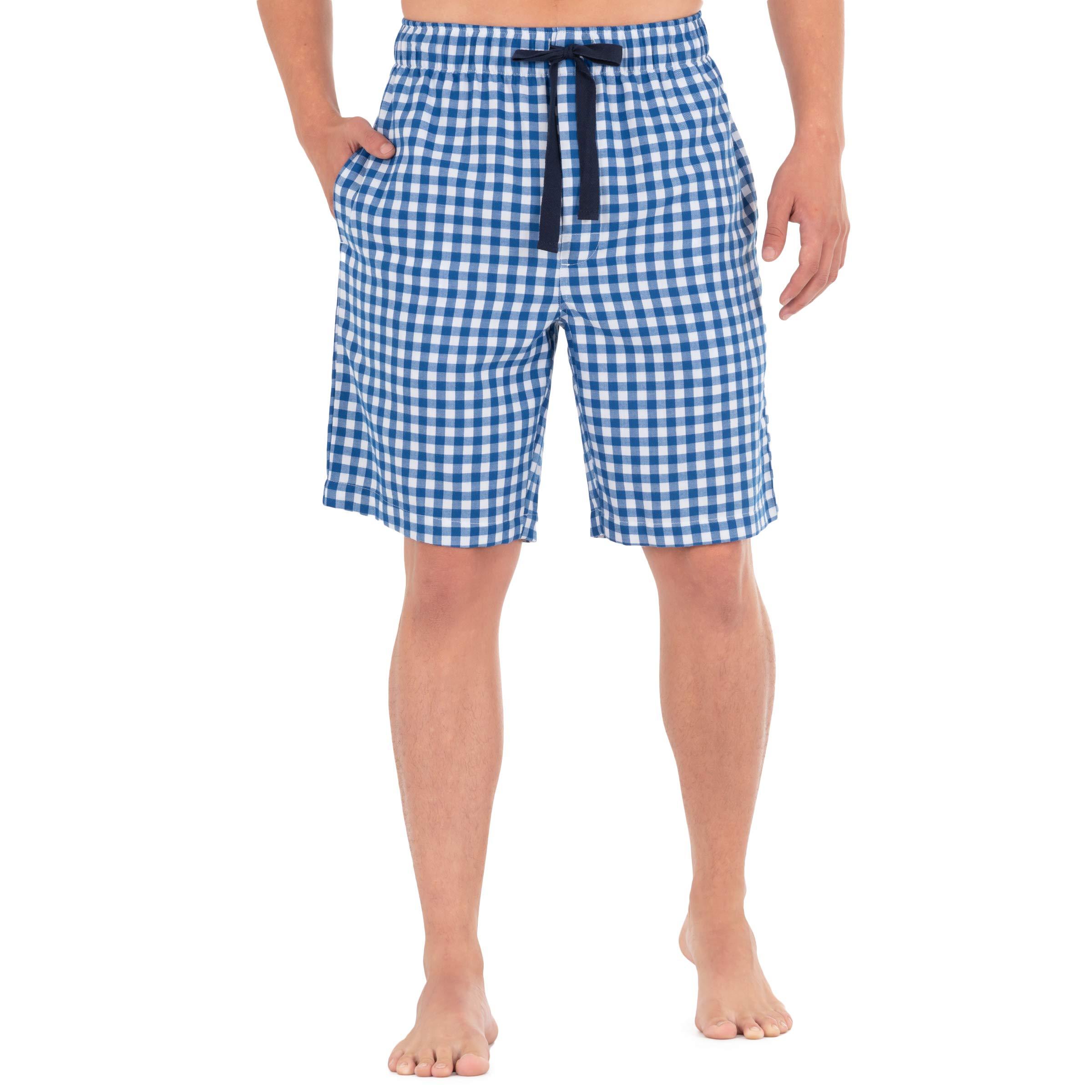 Izod Plaid Print Poly Rayon Drawstring Sleep Short in Dark Blue (Blue