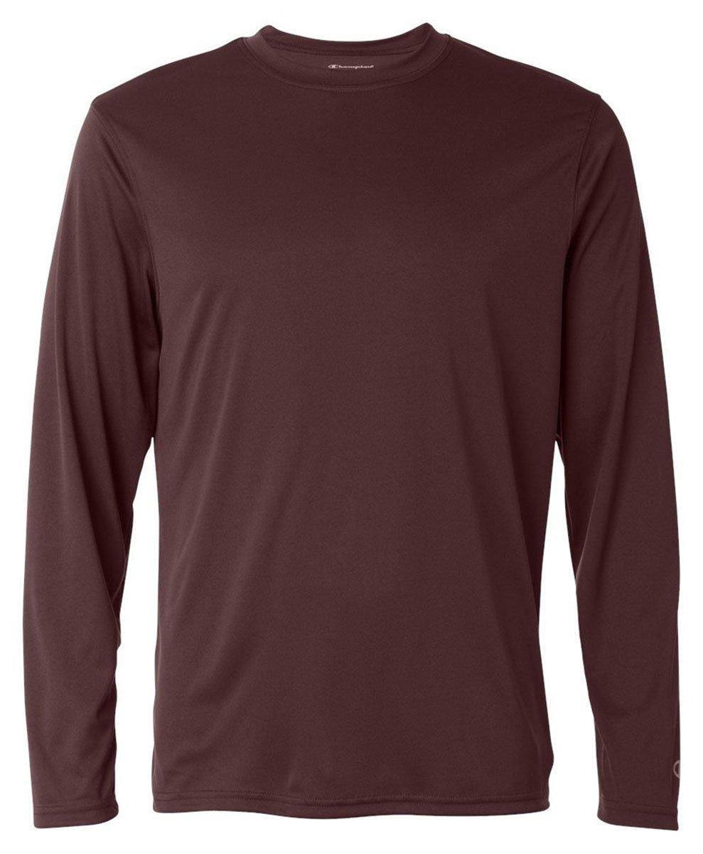 Champion Long Sleeve Double Dry Performance T-shirt in Maroon (Purple ...