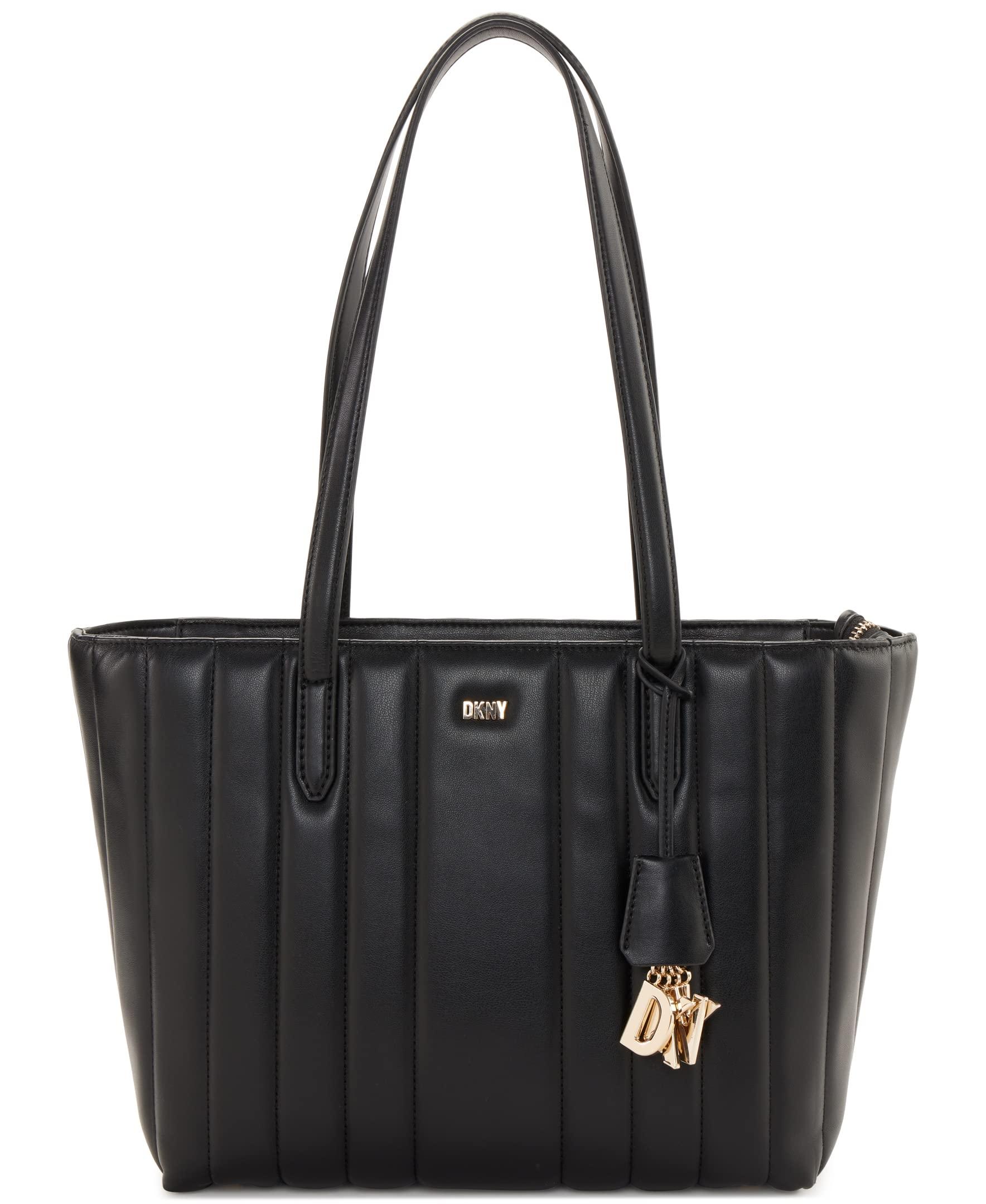 DKNY Lexington Quilted Ziptop Tote in Black Lyst